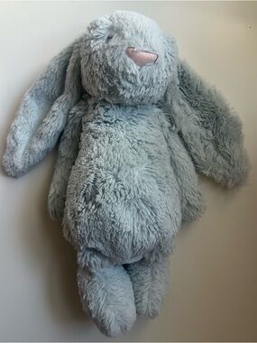 Jellycat Pale Blue Bunny Plush with Pink Nose